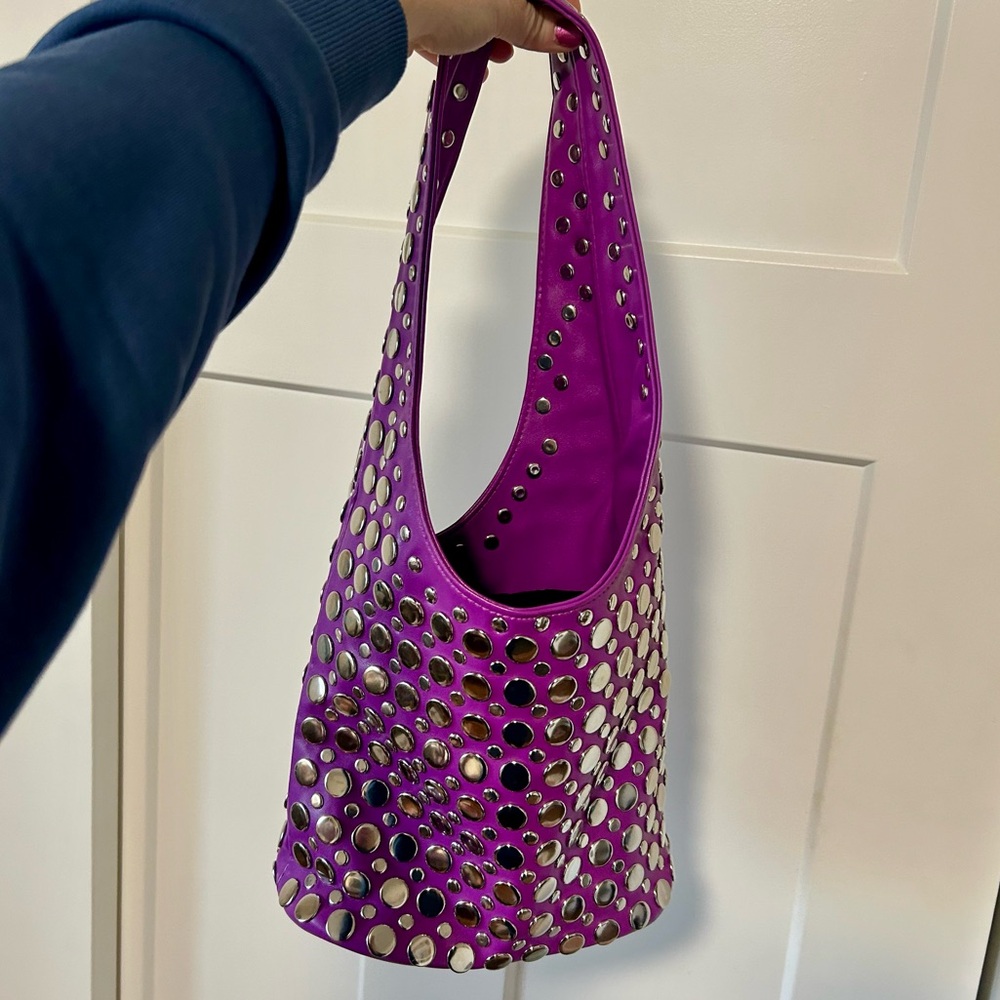 NWOT Purple studded hobo bag